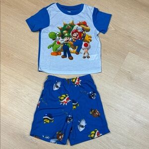 Nintendo Super Mario Blue 2 Piece Pajama Set size 4 Toddler
